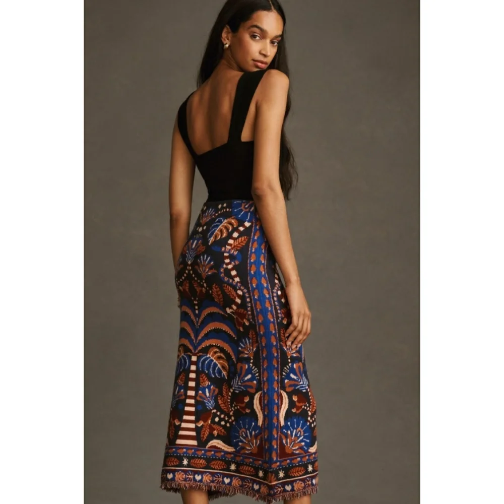 Farm Rio Nature Beauty Scarf Knit Midi Skirt - Picture 6 of 11